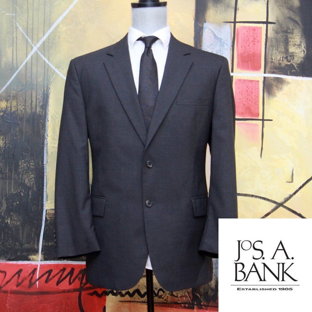 44R JOS A BANK‎ Men's Blazer Sportcoat Jacket Wool Grey C080637